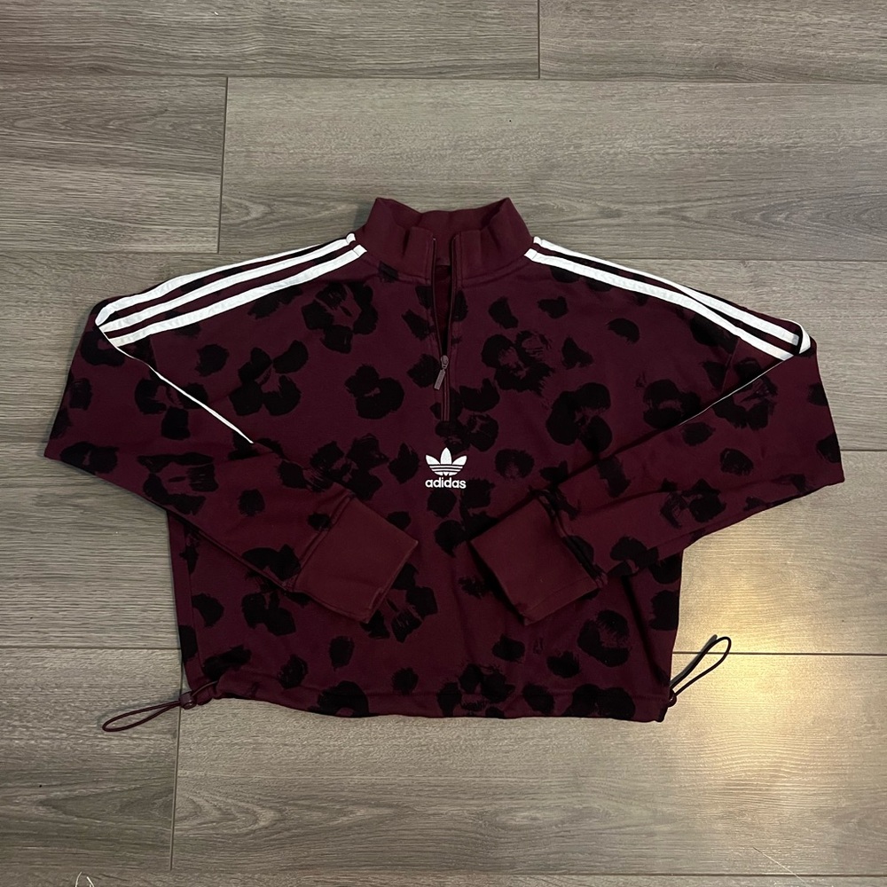 Adidas Burgundy Floral Track Jacket